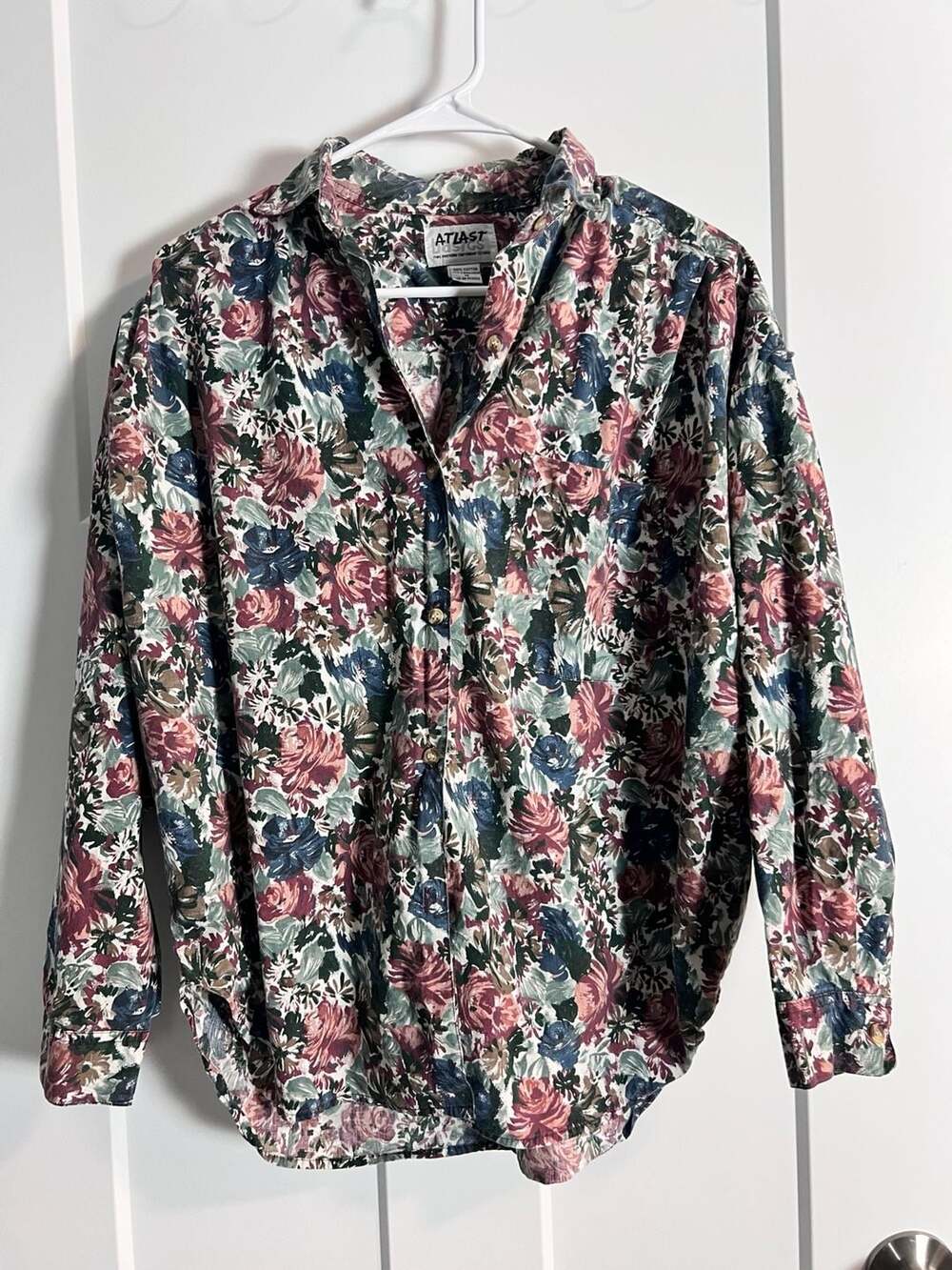 Atlast Basics Vintage 1992 Floral Print Long Sleeve Button Down Shirt
